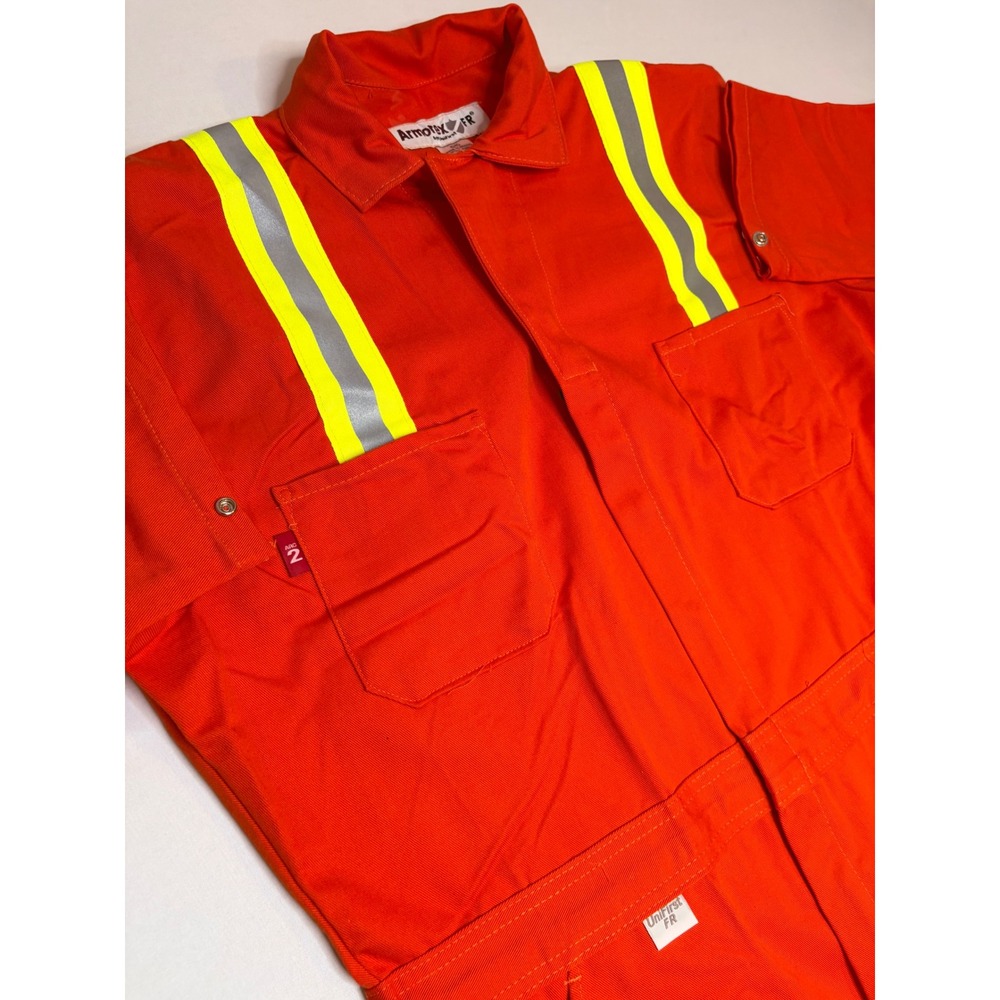 UniFirst Armorex FR Flame Resistant Orange Reflective Coveralls Size 42-RG ARC 2